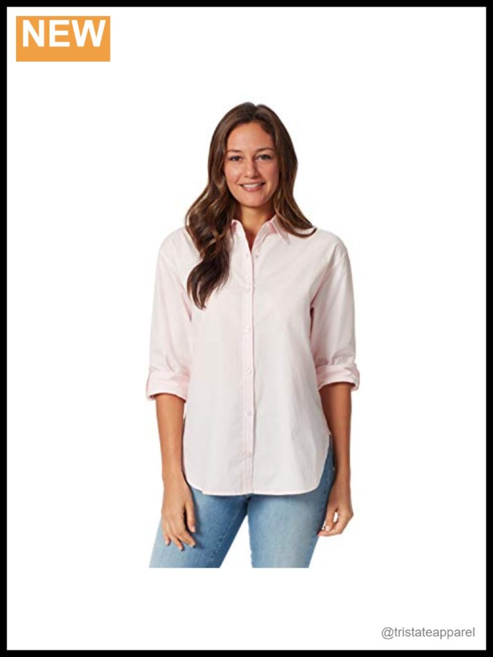 Oversized Button Down Shirt with Roll-Tab Sleeves 100% Cotton